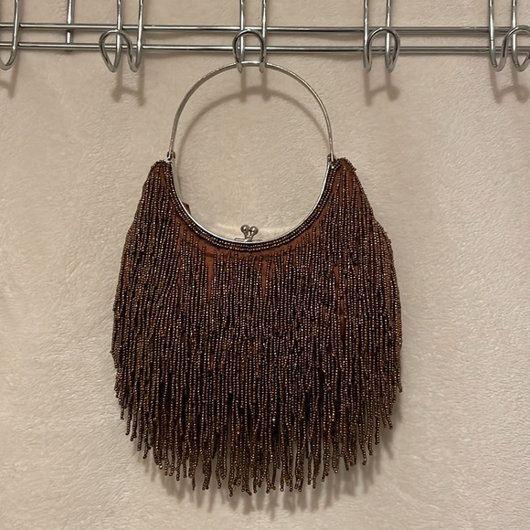 INS brand bronze beaded bag kiss lock closure metal handle - Picture 2 of 7